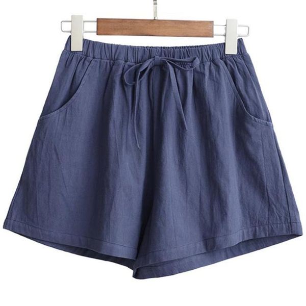 

summer cotton linen shorts women flax trousers elastic high wasit home loose casual breeches garments sweatshorts women's, White;black