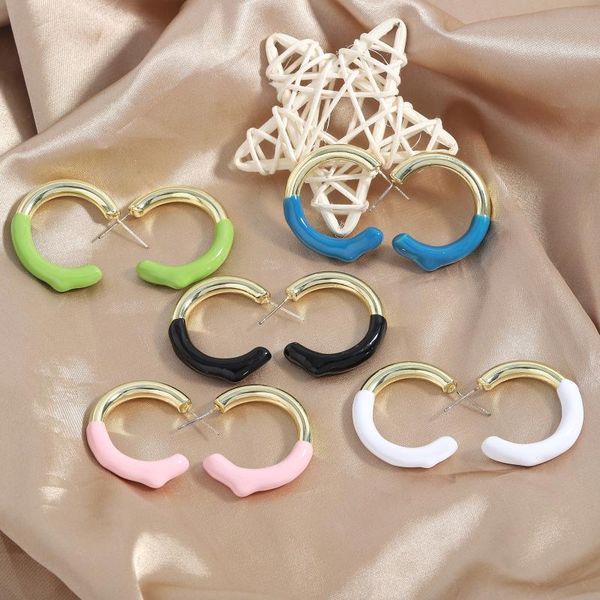 

hoop & huggie vedawas classcial colorful metal earrings for women vintage gold color round drop accessories jewelry wholesale, Golden;silver