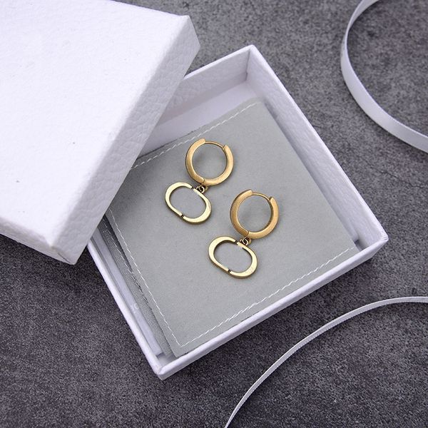 

fashion earrings new letters golden brass material 925 silver needle women earring supply