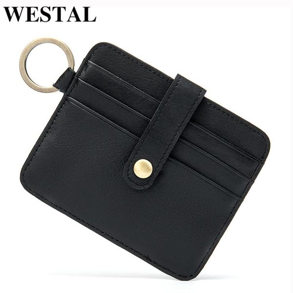 

card holders westal men cardholder with ring genuine leather holder wallet man credit id slim male organizer purse 9204, Brown;gray