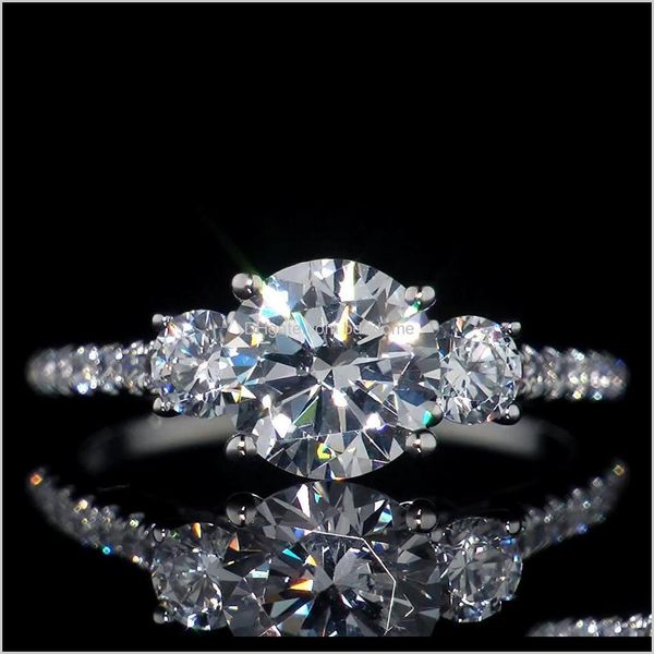 

cluster drop delivery 2021 similar to moissanite ring female 2 s three stone trendy white cubic zirconia rings for women bridal sier colors, Golden;silver