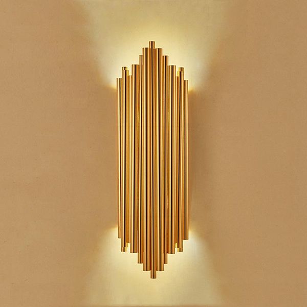 

wall lamp bedroom living room dining simple personality el decoration bedside gold aluminum tube