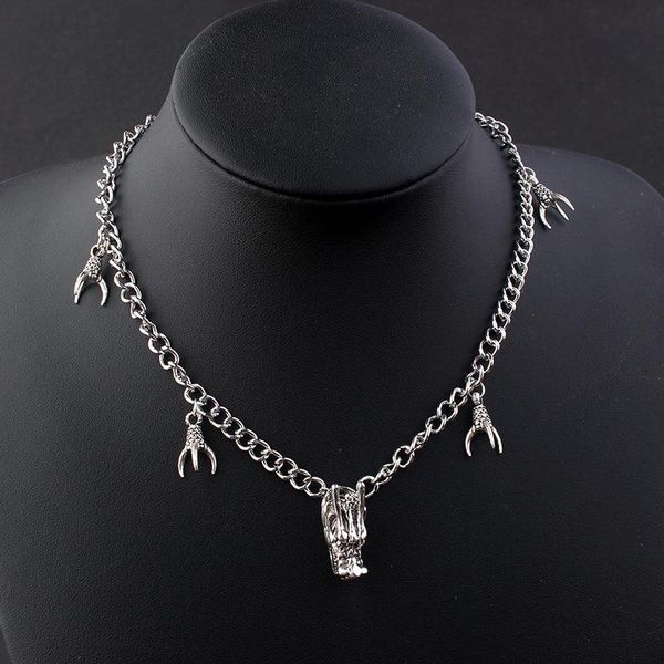 

chokers dragon charm pendant necklace for women gothic magic witchcraft pagan neck choker chains silver color wholesale jewelry vgn060, Golden;silver