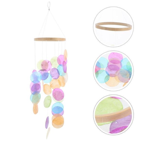 

decorative objects & figurines 1pc colorful shell wind chime delicate home bell garden hanging pendant
