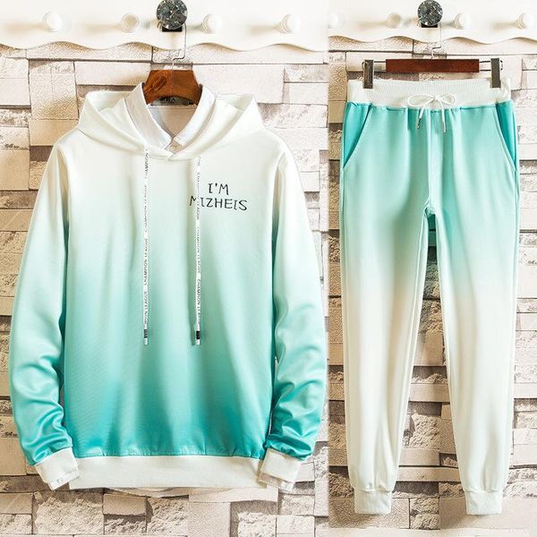 

men's tracksuits ankle long hoodie and pants suit multi-fabric design streetwear spring two-piece hip-hop jacket 2021, Gray