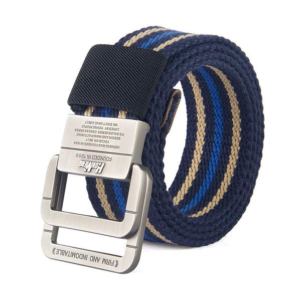 

belts men's and women's four seasons multicolor canvas alloy double ring buckle fashion denim youth student pants belt, Black;brown
