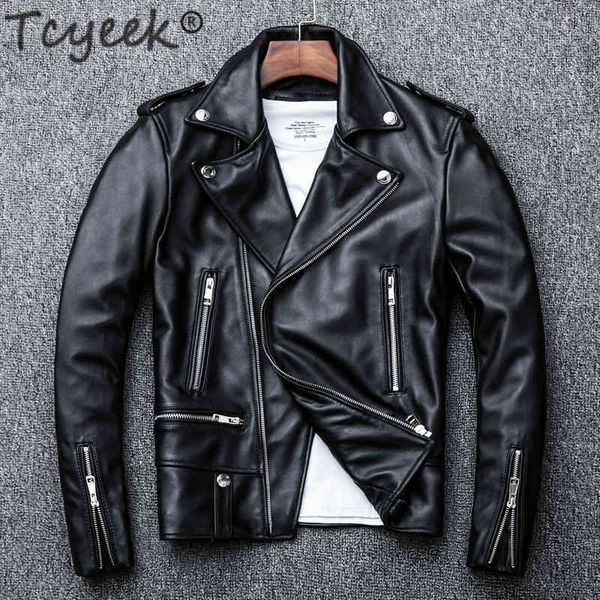 

tcyeek - men's sheep coat, street cloth, natural leather et, motorcycle compatible, autumn and winter, 100%, 2020, Black