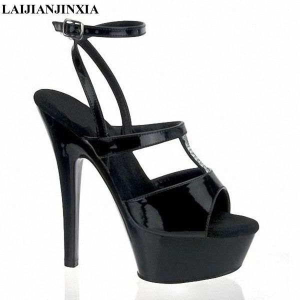 

dress shoes laijianjinxia party designer brand elegant women platform summer size 12 high heels ladies sandals rhinestone, Black