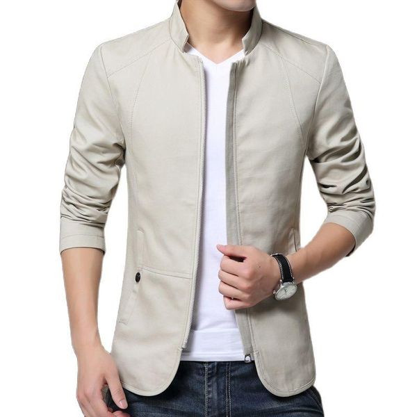 

men's suits & blazers 2021 men spring autumn casual jacket slim fit and coat mens stander collar veste homme, White;black
