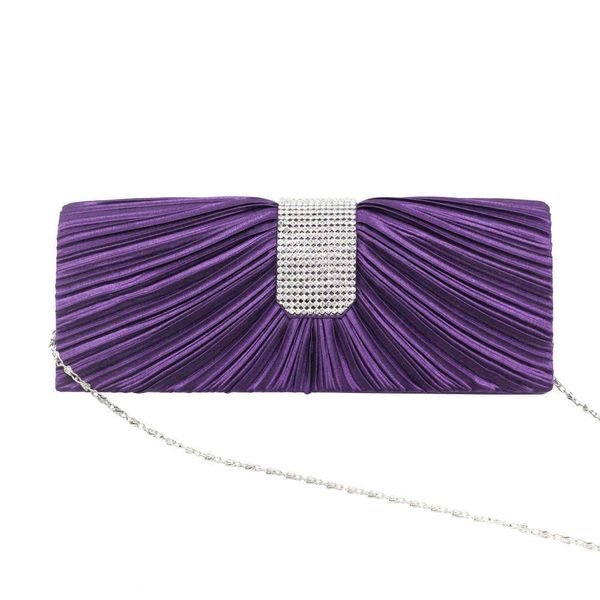 

style pleated rhinestone dinner bag evening gift bag women's hand grab chain 1033
