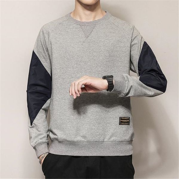 

men's hoodies & sweatshirts loose mens sweatshirt long sleeve o-neck patchwork color pullover man casual spring autumn male gf2u, Black