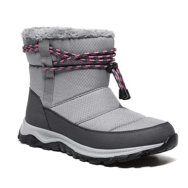 

boots snow high shoes women winter outdoor walking sneakers fashion plush warm velvet non-slip for cold weather, Black
