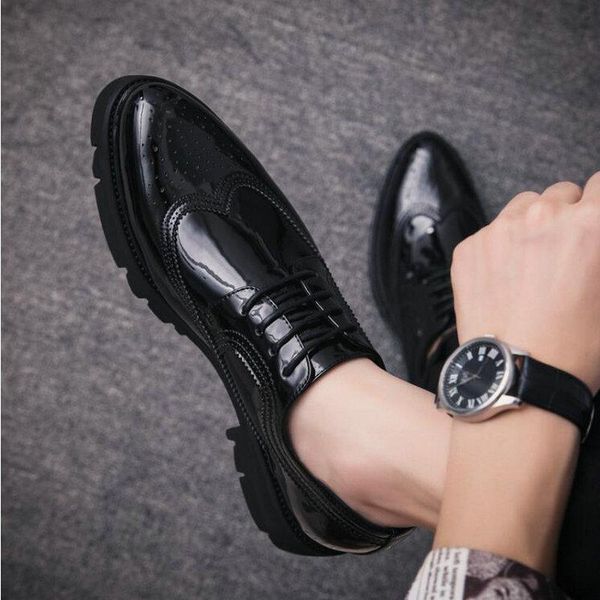 

dress shoes leather fashion concise men business pointy black formal wedding basic