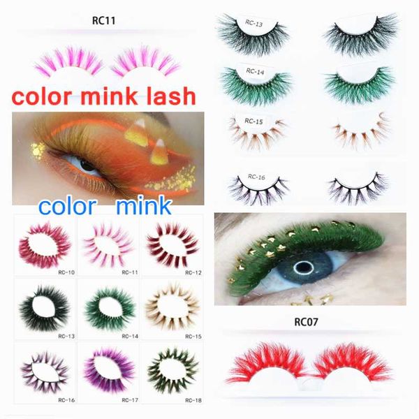 

color 3d luxury mink lashes wholesale natural long individual thick fluffy colorful false eyelashes makeup extension tools