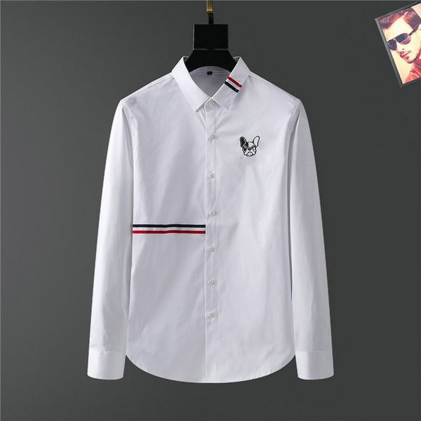 

2021 polka dot mens designer shirt autumn long sleeve casual dress shirts style homme clothing -2xl#89, White;black