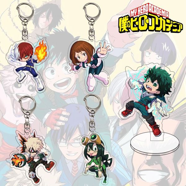 

anime my hero academia keychain todoroki shouto cosplay double sided transparent acrylic key chain cute funny jewelry fans gift, Silver