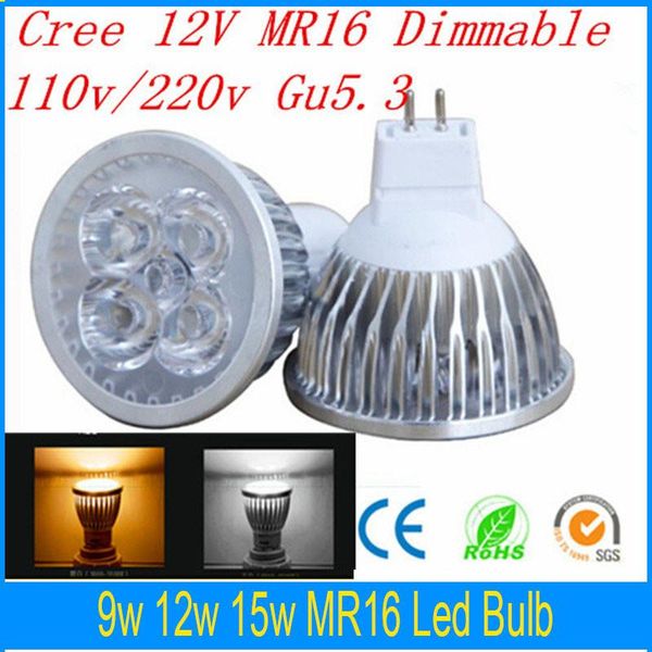 

bulbs 10pcs super bright led spotlight gu5.3 220v dimmable bulb 110v 6w 9w 12w 15w hight power gu 5.3 spot light lamps