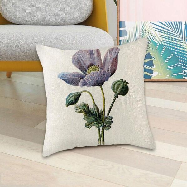 

pillow case pure linen cushion cover rosa flower printed decorative for home sofa car throw pillowcases