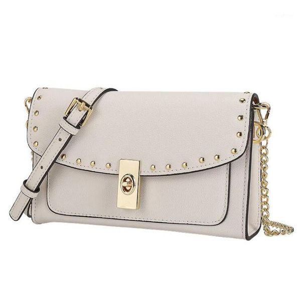 

evening bags 2021 real cowhide handbags rivet small square bag fashion all-match one-shoulder diagonal