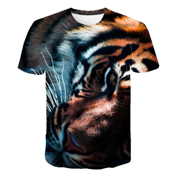 

men's t-shirts summer 3d tiger t-shirt men fashion printing round neck t shirt short sleeve harajuku hip hop cute casual 2021, White;black
