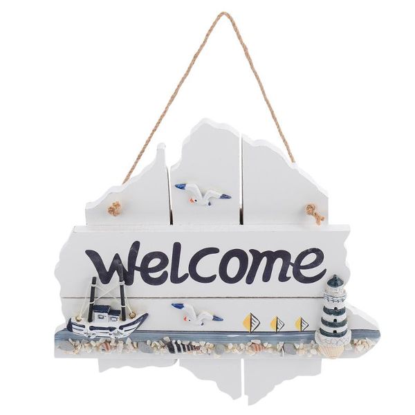 

welcome hanging pendant chic door decor tag (white) other hardware