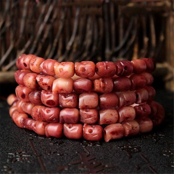 

beaded, strands egypt 5a natural camel bone sculpture skeleton bracelet hand carved skull 108 beads mala super buddhist prayer jewelry drops, Black