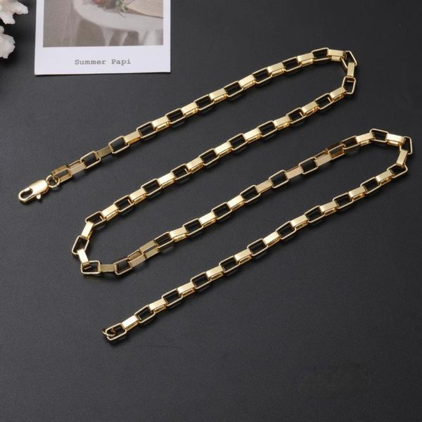 

chains classic 18k gold 5mm box long chain necklace men's and women's luxury fashion party wedding jewelry christmas gift, Silver