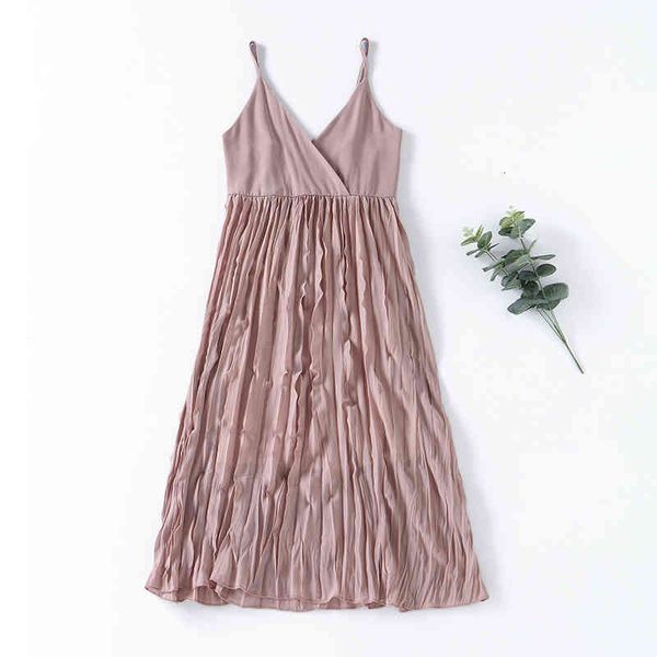 

casual dresses summer ladies chiffon spaghetti strap backless pleated women fashion thin knee-length omvj, Black;gray