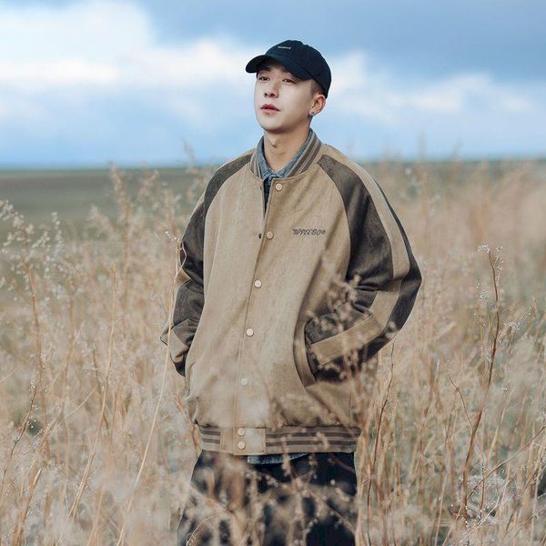 

men's jackets letter printing college mens patchwork color block vintage spring autumn bomber varsity women baseball coats, Black;brown