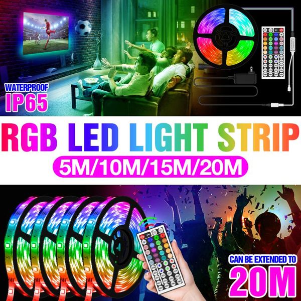 

strips wenni rgb led strip 5m 10m 15m 20m waterproof flexible light smd tape diode for indoor decoration lamp dc 12v