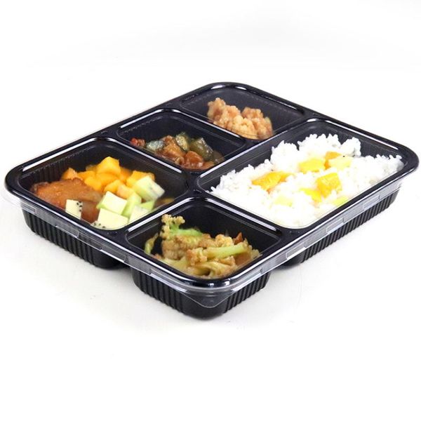 

takeaway packing fast rectangular with lid high-end five grid four bento disposable take out containers