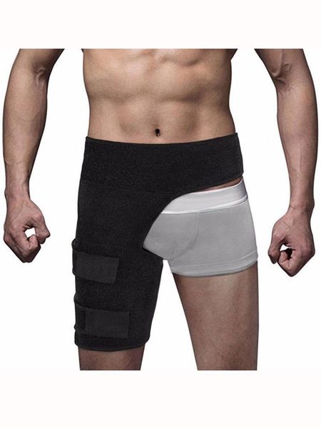 

gym clothing groin support and hip brace for men compression wrap thigh quad hamstring joints sciatica nerve pain relief leg strap, White;black