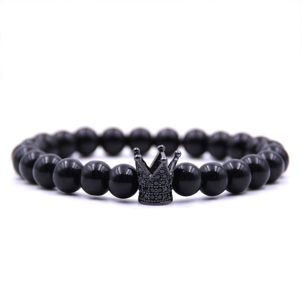 

70% off micro zircon natural stone bracelet 8mm bright black bead