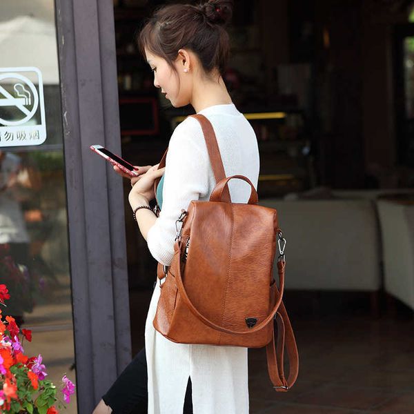 

luxury handbags 2021 korean fashion anti theft versatile leather women's outdoor travel bag backpack