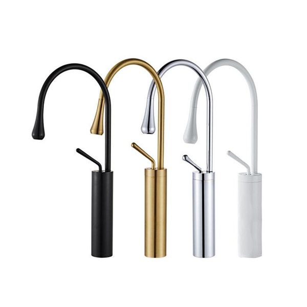 

bathroom sink faucets brushed golden black white basin faucet single lever 360 rotation spout brass mixer tap for kitchen cold water