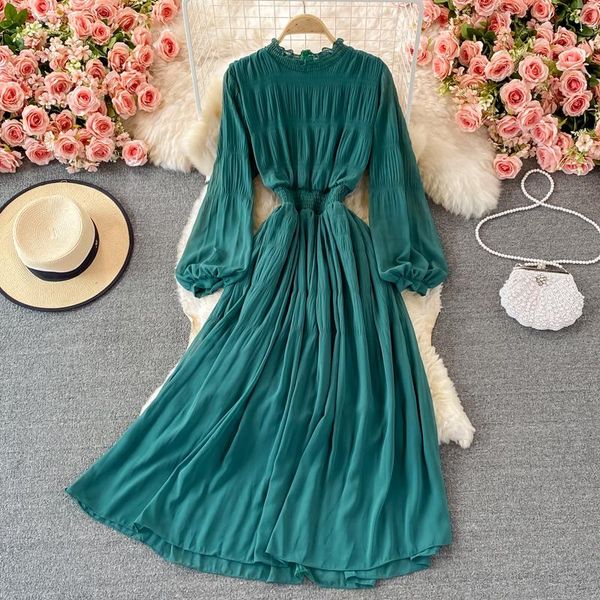 

casual dresses long sleeve party chiffon zipper black women pleated elegant maxi robe femme purple vestidos edible tree, Black;gray