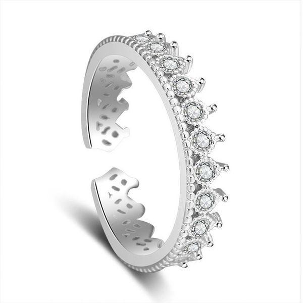 

retro diamond crown rings cluster openable adjustable silver engagement wedding ring for women fashion jewelry