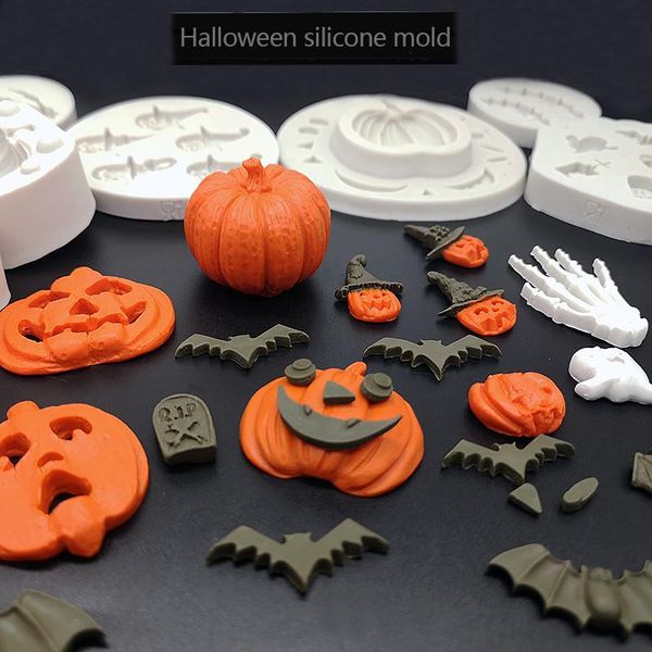 

baking moulds 3d cake mold halloween broom pumpkin frog witch silicone fondant soap cupcake candy chocolate decoration tools