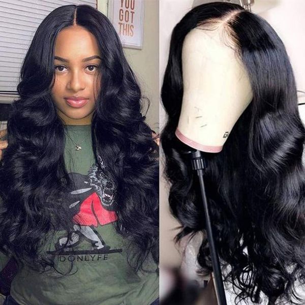

lace wigs body wave closure wig human hair bleached knots front with baby brazilian remy, Black;brown