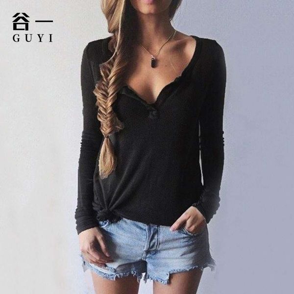 

new spring long sleeve v-neck t-shirt women's top, Black;gray