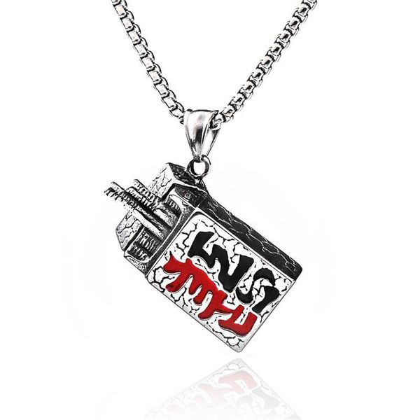 

chains 316l stainless steel unique design between good and evil chinese words pendant necklace punk jewelry, Silver