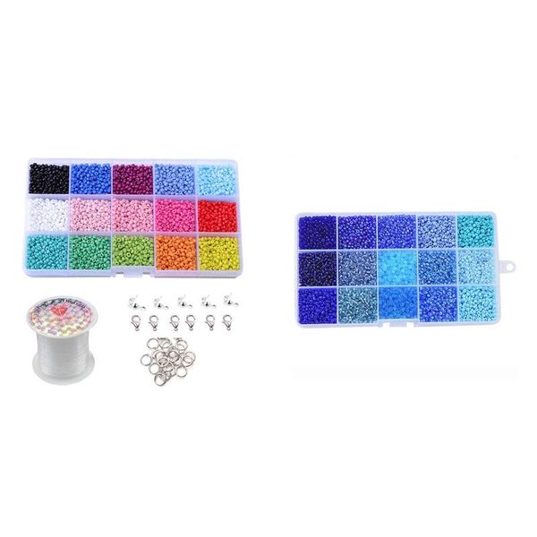 

other 7500 pieces 3mm glass rice beads & 1set blue series boxed