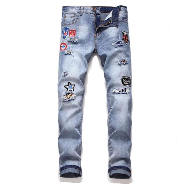 

men's jeans nanaco cotton ly designer men blue color straight fit buttons long pants brand ripped 1vyl