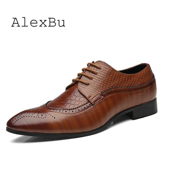 

dress shoes alexbu fashion spring leather men lace up business wedding shoe italian classic drop, Black