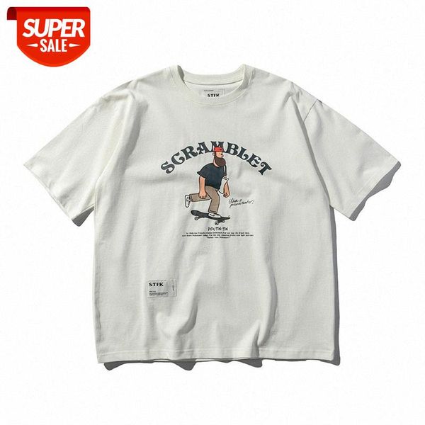 

forn3 casual men's short-sleeved tee style retro neutral skateboard print t-shirt for men #ip91, White;black