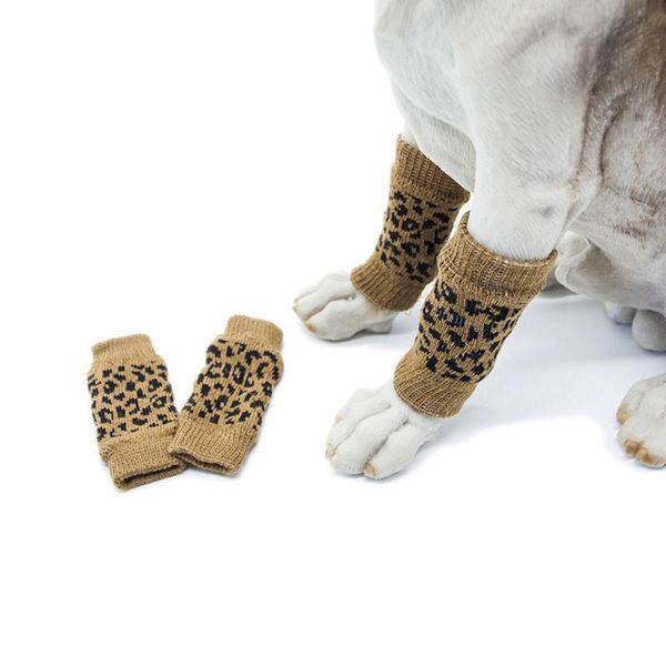 

dog apparel 4pcs/set warm pet cat leg socks for autumn winter soft cotton anti-slip knit weave skid bottom
