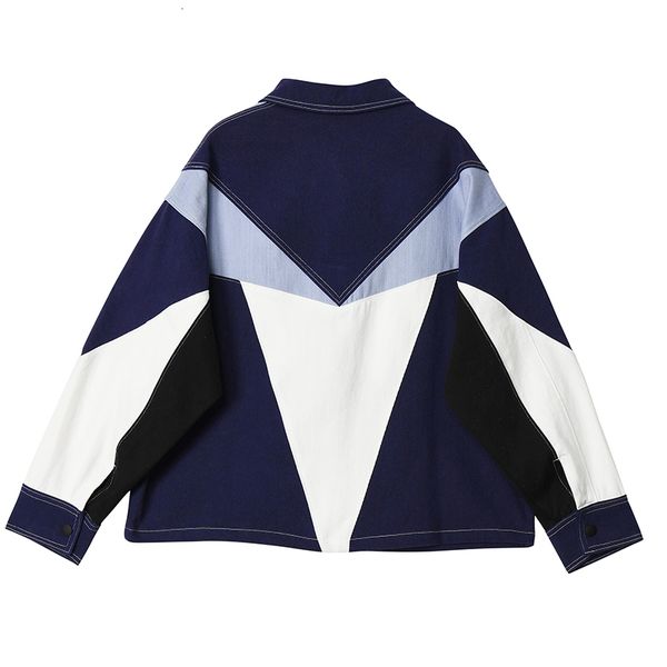 

women's jackets [eam] loose fit contrast color split big size denim jacket lapel long sleeve women coat fashion tide spring 1s255 p5s8, Black;brown