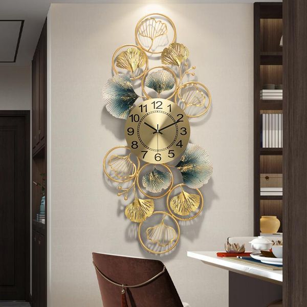 

creative big wall clock art chinese luxury metal modern design silent living room orologio da parete home decor da60w clocks