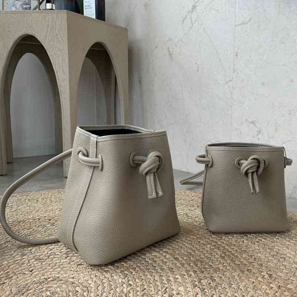 

evening bags first layer leather bucket niche design drawstring crossbody japanese women causal shoulder handbags brand design female msz7