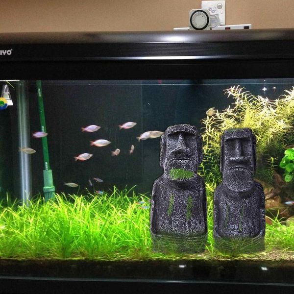 

resin artificial aquarium easter island statue decoration underwater landscaping craft ornaments for fish tank decor decorations